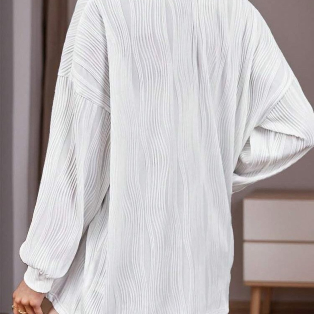 White Ribbed Cardigan - Picture 3 of 6